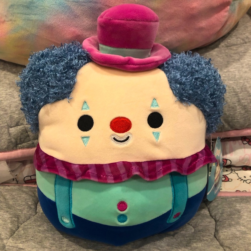 🤡 Squishmallows FTM Kaigen The HTF Multicolor Clown Kellytoy Plush 8” BNWT